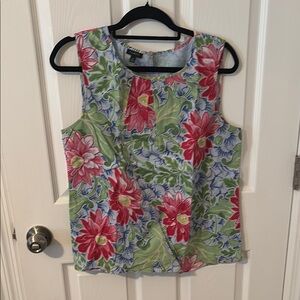 Floral Sleeveless Top - Red and Green